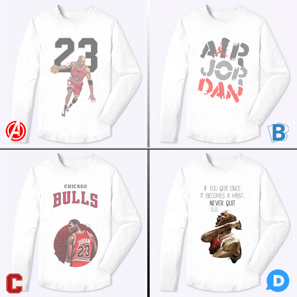 Kaos Tangan Panjang Michael Jordan Tshirt Bahan Katun Kombed 30s | 100% Cotton | KODE MJ-2488503