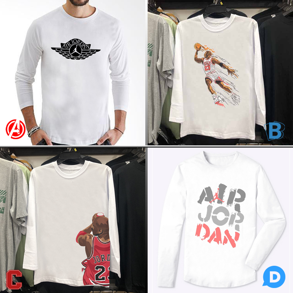 Kaos Tangan Panjang Michael Jordan Tshirt Bahan Katun Kombed 30s | 100% Cotton | KODE MJ-2488504