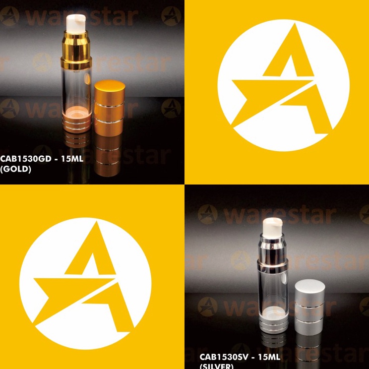 Best Terlaris AMAZONOFFICIAL Botol Pump 15ml Airless / Botol Serum 15 ml Airless Pump Transparan Gol