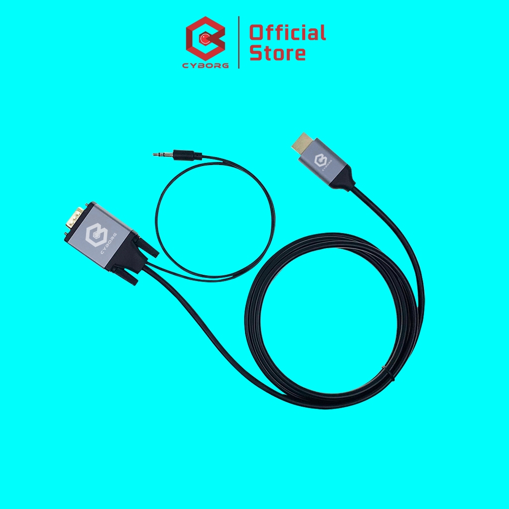 Cyborg HDMI Cable Converter ( HDMI To VGA ) + Audio 3.5mm 1.8 Meter