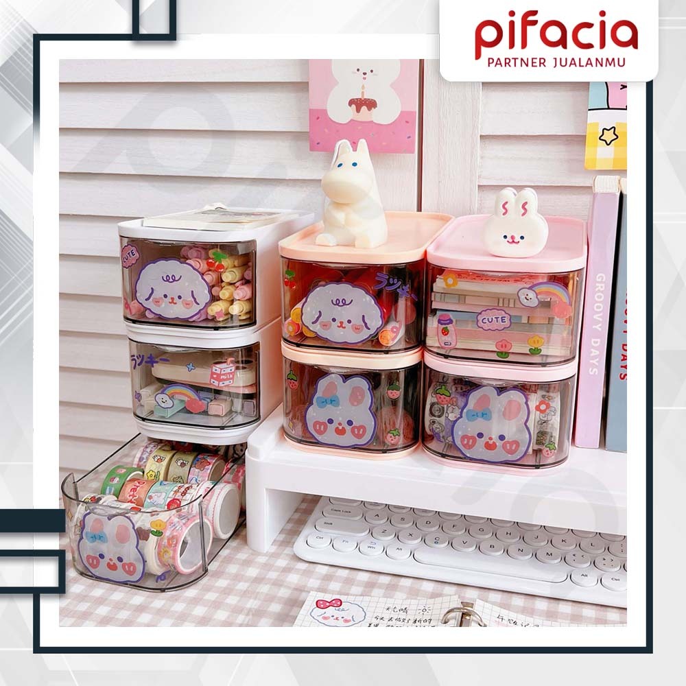 Kotak Laci Kecil Tempat Penyimpanan Mini Drawer Storage Box Aesthetic Free Stiker DIY Serbaguna