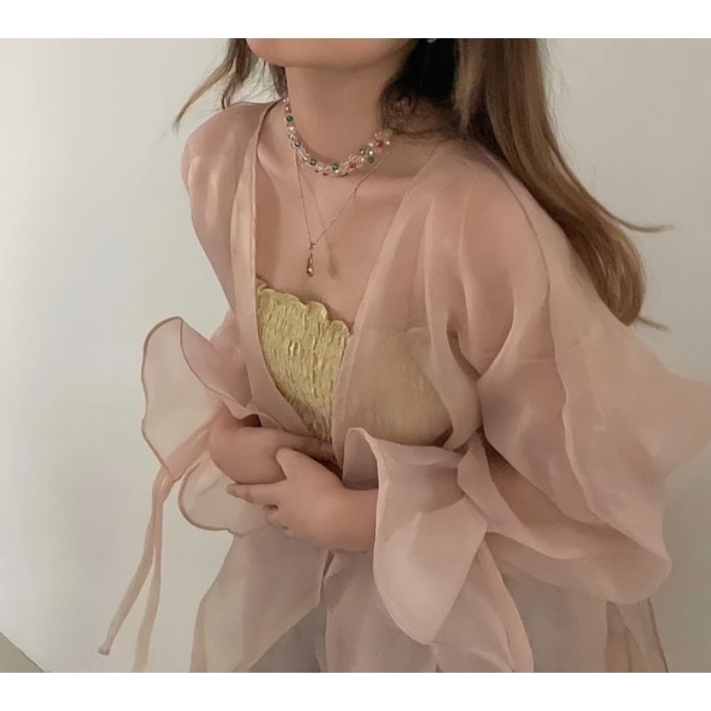 Organza Top Balloon Puffy - Outer Organza Bridesmaid - Blouse Organza Kondangan Wanita - Aura Label 