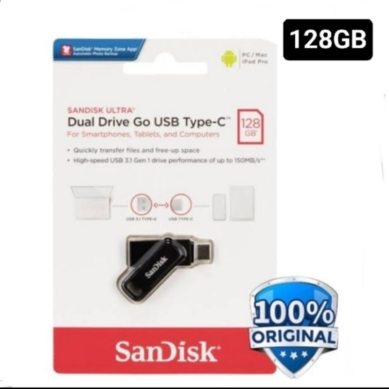 Flashdisk OTG C 128GB SANDISK DUAL USB Type C 128 GB