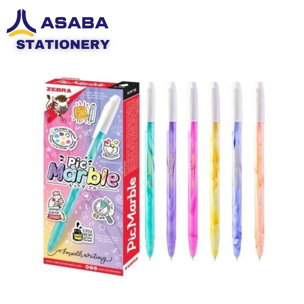 

Asaba Stationery - Pen/Bulpen/Pulpen Picmarble 07mm - 1 Box Isi 12 Pcs