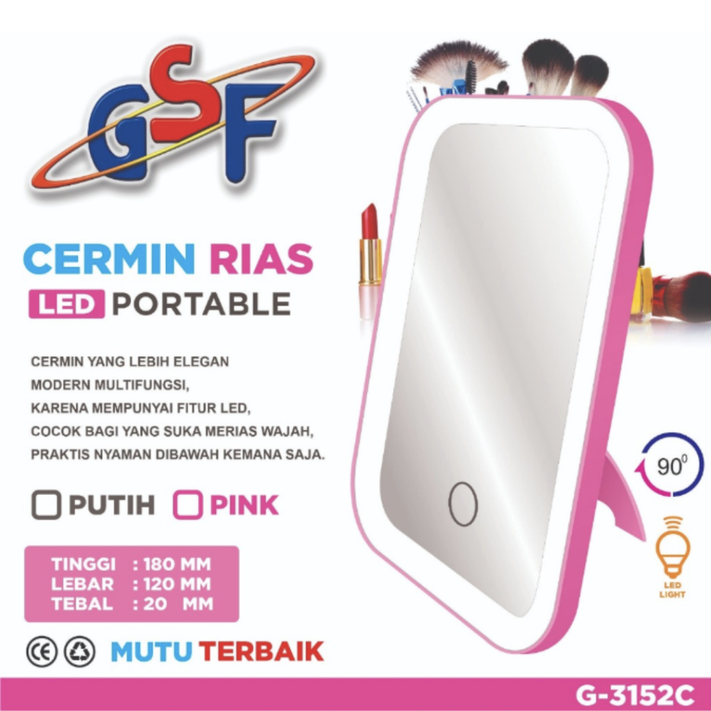 GSF Cermin Portable LED / Cermin Rias LED / Cermin Make Up LED USB