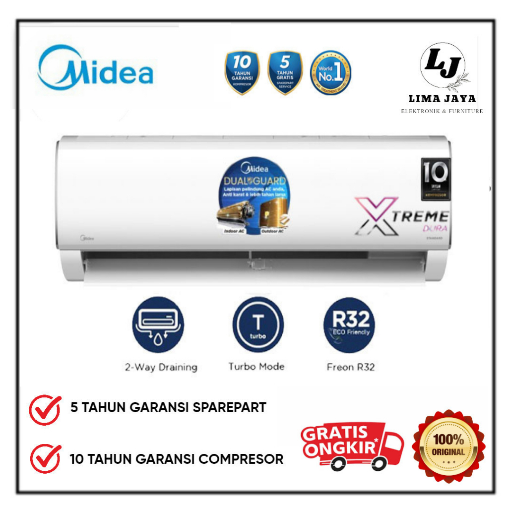 AC Midea 1/2 - 1 PK MSAF-CRN AC Midea 1/2 PK MSAF05CRN/MSAF09CRN Midea AC Standard Xtreme