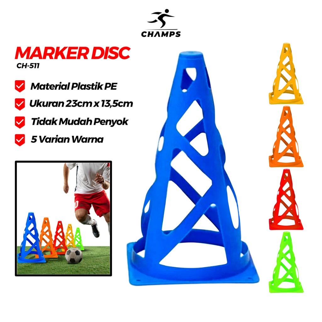 Cone Kerucut Marker Latihan – Alat Olahraga Futsal, Sepak Bola & Skate, Murah dan Praktis