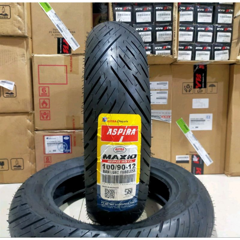 BAN LUAR MOTOR MATIC [ ORIGINAL ASPIRA ] MAXIO SPR40 TL 100/90 RING 12 TUBLES TUBELESS DEPAN  - SCOO