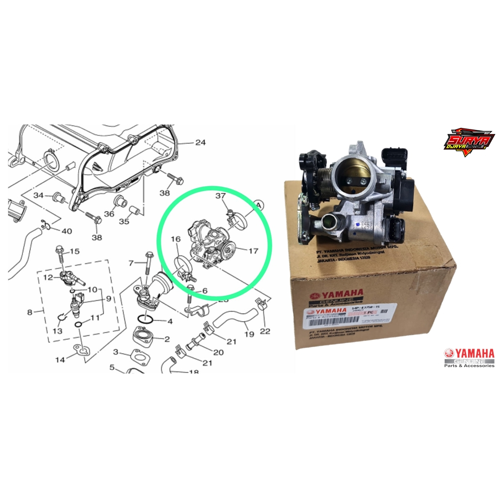 THROTTLE BODY ASSY TB MIO J 54P MIO J SOUL GT XRIDE FINO 115 ORIGINAL ORI ASLI YAMAHA YGP 54P-E3750-