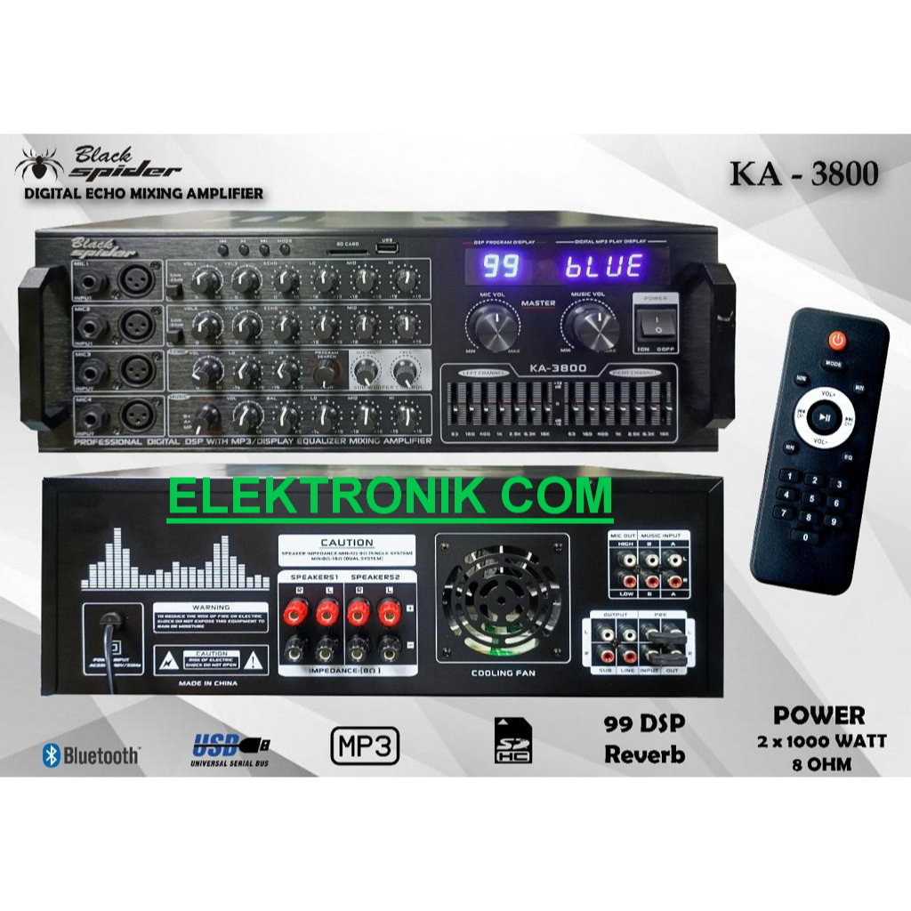 AMPLIFIER BLACK SPIDER KA 3800 KA3800 VIDEO IN OUT KEY CONTROL