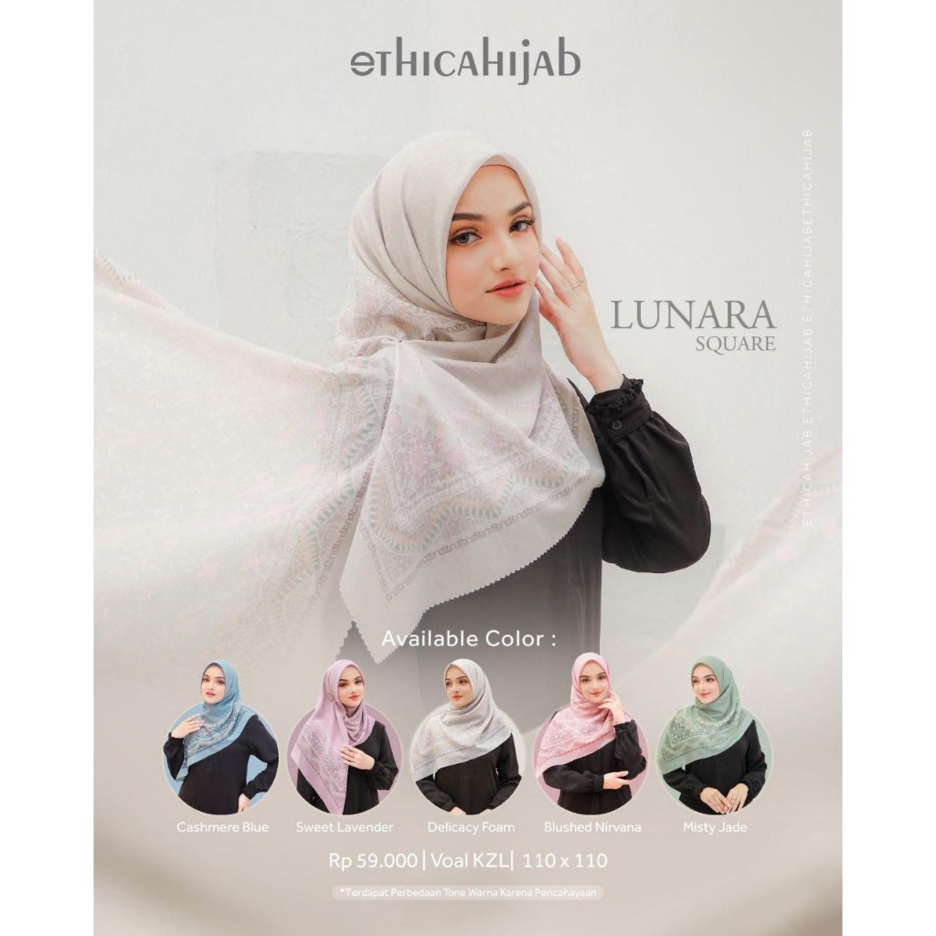 ETHICA HIJAB VOAL MOTIF LUNARA SQUARE (Real)