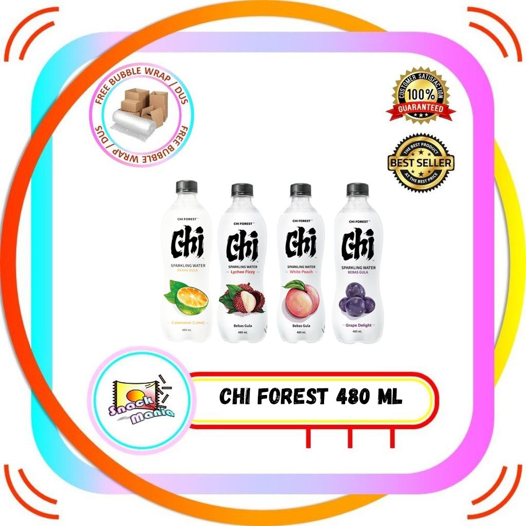 

CHI FOREST Sparkling Water Lychee | Peach | Lime | Grape 480 ml Bebas Gula