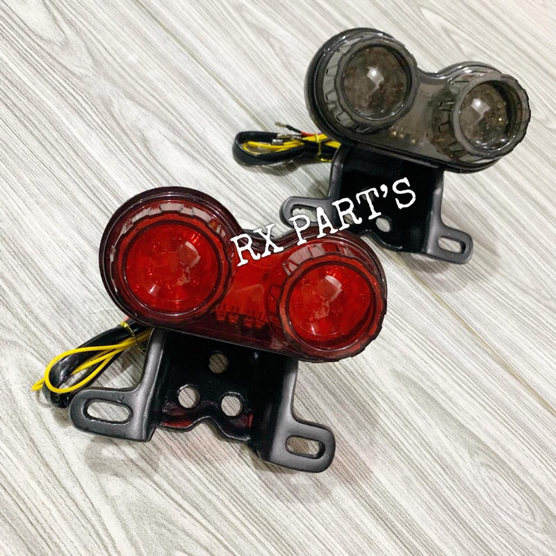 LAMPU STOP LED CUSTOM SPARKLET + SEIN / SEN / RITING + DUDUKAN PLAT NOMOR ( NOPOL ) UNTUK YAMAHA RX 