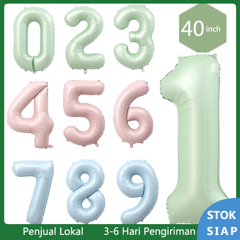 1pc Balon Foil Angka 40 inci 0-9 Tahun Anak Laki-laki Anak Perempuan Mahkota Balon Ulang Tahun Balon