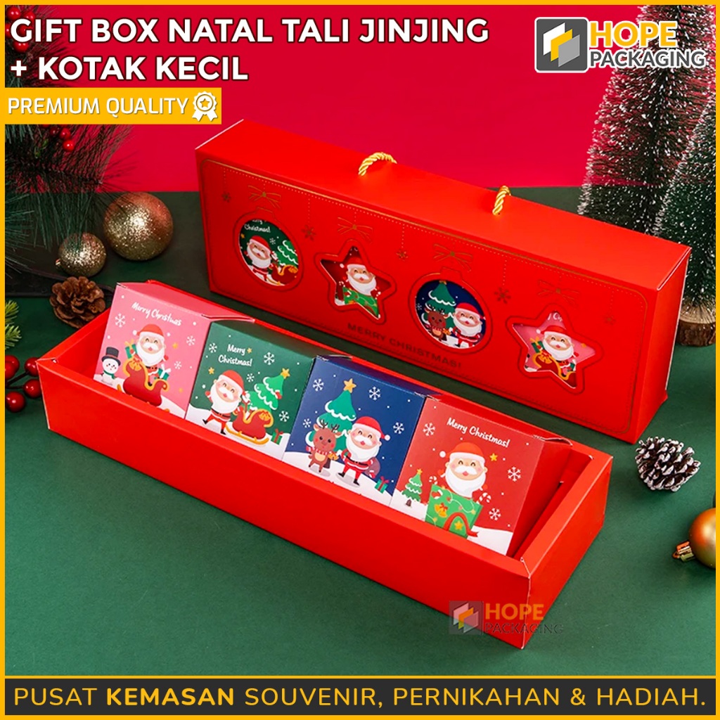 

Gift Box Natal + Tali + Kotak Kecil / Kotak Hadiah Natal / Kotak Snack / Dus Packaging Kue Natal / Bos Natal Mooncake Salju / Box Hampers / Kotak Permen/Coklat / Box/Dus Natal