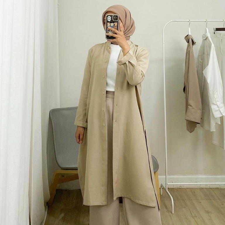 flash sale fimelo cassy tunik (tunik polos wanita lengan panjang)
