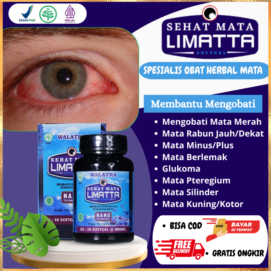 Limatta - Sehat Mata Herbal Khusus Penyakit Mata,Mata Merah,Mata Rabun,Glukoma Limatta 30 Softgel