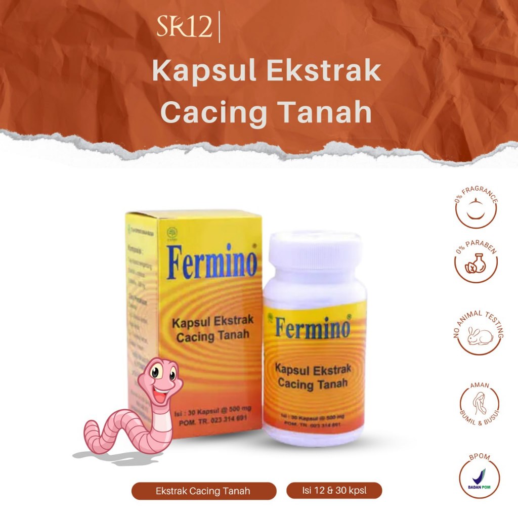 Fermino Kapsul Ekstrak Cacing Tanah Obat Tipes Typus Tifus Turunkan Panas Demam Meriang
