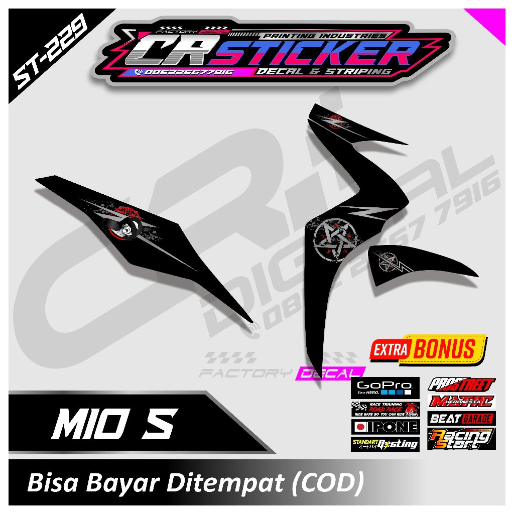 TERMURAH STIKER STRIPING/TRANSPARAN MIO S / STCIKER VARIASI LIST SKOTLET MOTOR YAMAHA MIO S DESIGN T