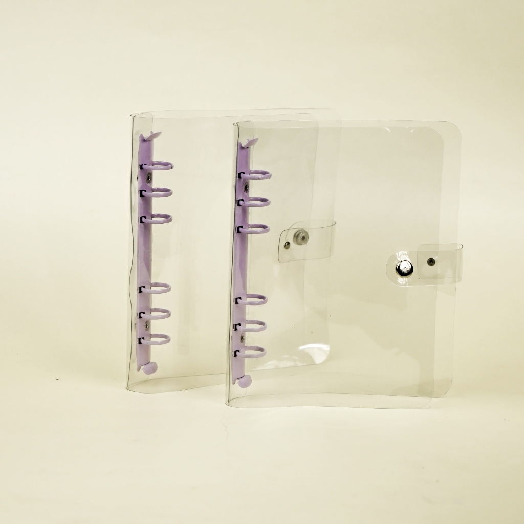 

Flashee Binder A6 Cover PVC Transaparan Notebook Diary Besi Warna Ungu Lilac Binder Kpop 6 Ring