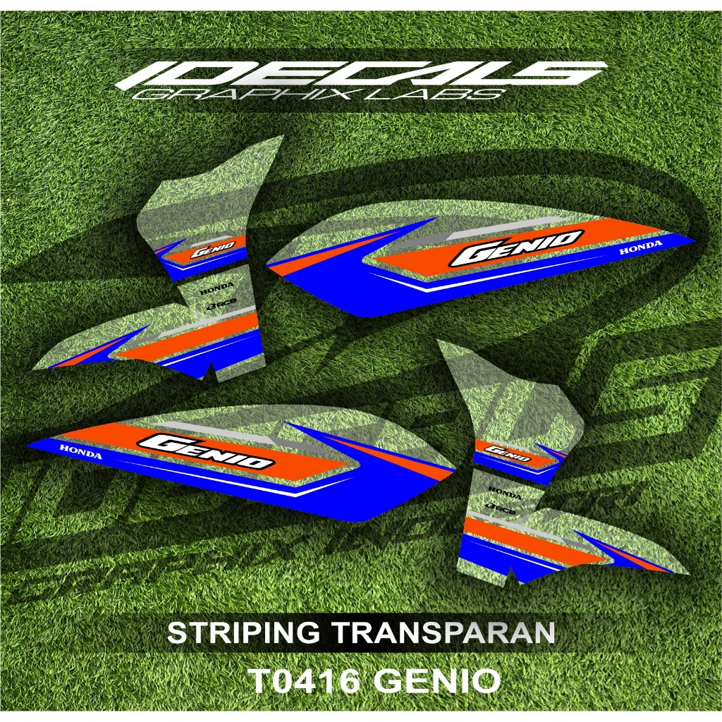 t0416 sticker striping transparan motor genio simple bisa request desain