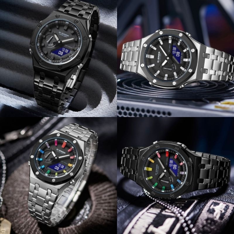jam tangan pria D Ziner dualtime original