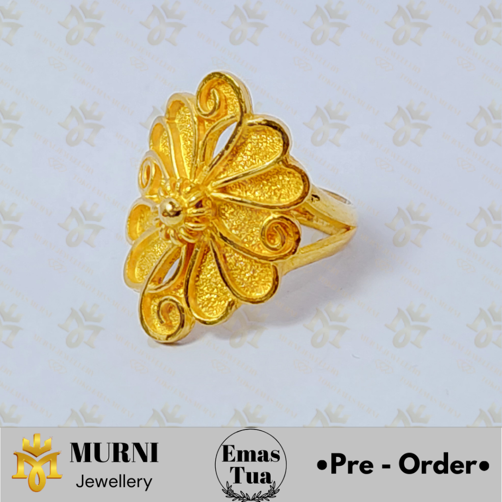 Cincin Emas Tua Asli Model Dubai Rose - Toko Emas Murni