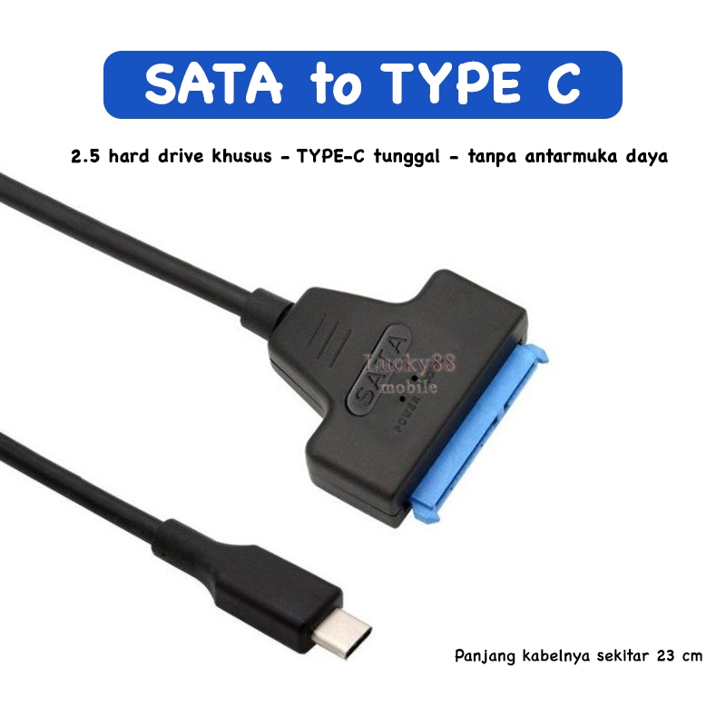 Kabel Sata to Type C Adaptor Converter untuk 2.5 inch SATA SSD Laptop Handphone Komputer Connect HDT