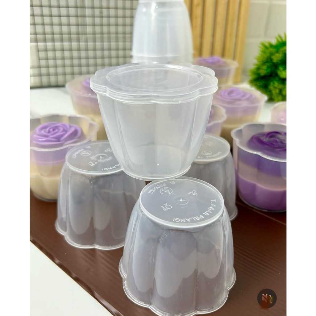 CUP JELLY PUDING / CUP PUDING PELANGI ISI 6 PCS + TUTUP UKURAN BESAR DAN KECIL