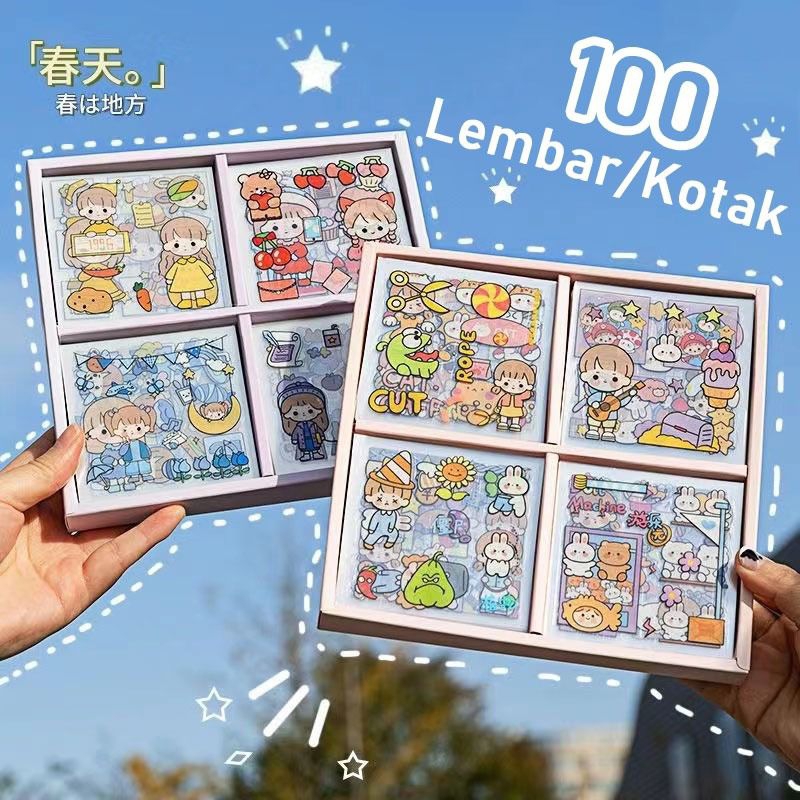 

[Grosir 13K] Sticker Momo Isi 100 Lembar Motif Kartun Korea Lucu Anti Air Dekorasi Handbook Scrapbook DIY Ready Stock Siap Kirim