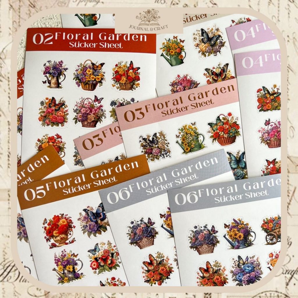

journalandcraft stiker bunga floral sticker sheet aesthetic deco journal scrapbook dekorasi buku catatan
