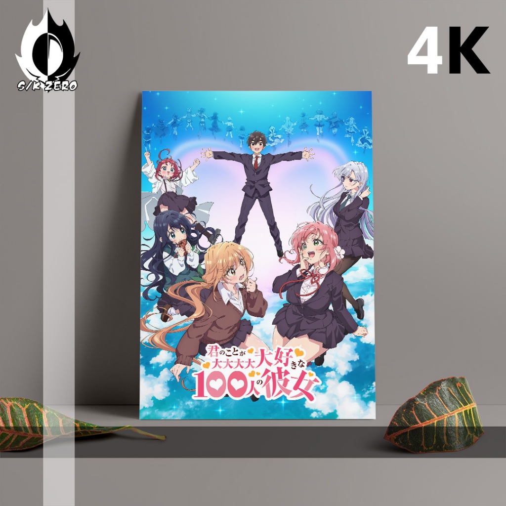 Poster size A3 Anime Paling Lengkap - Kimi no Koto ga Daidaidaidaidaisuki na 100-nin no Kanojo (4K) 