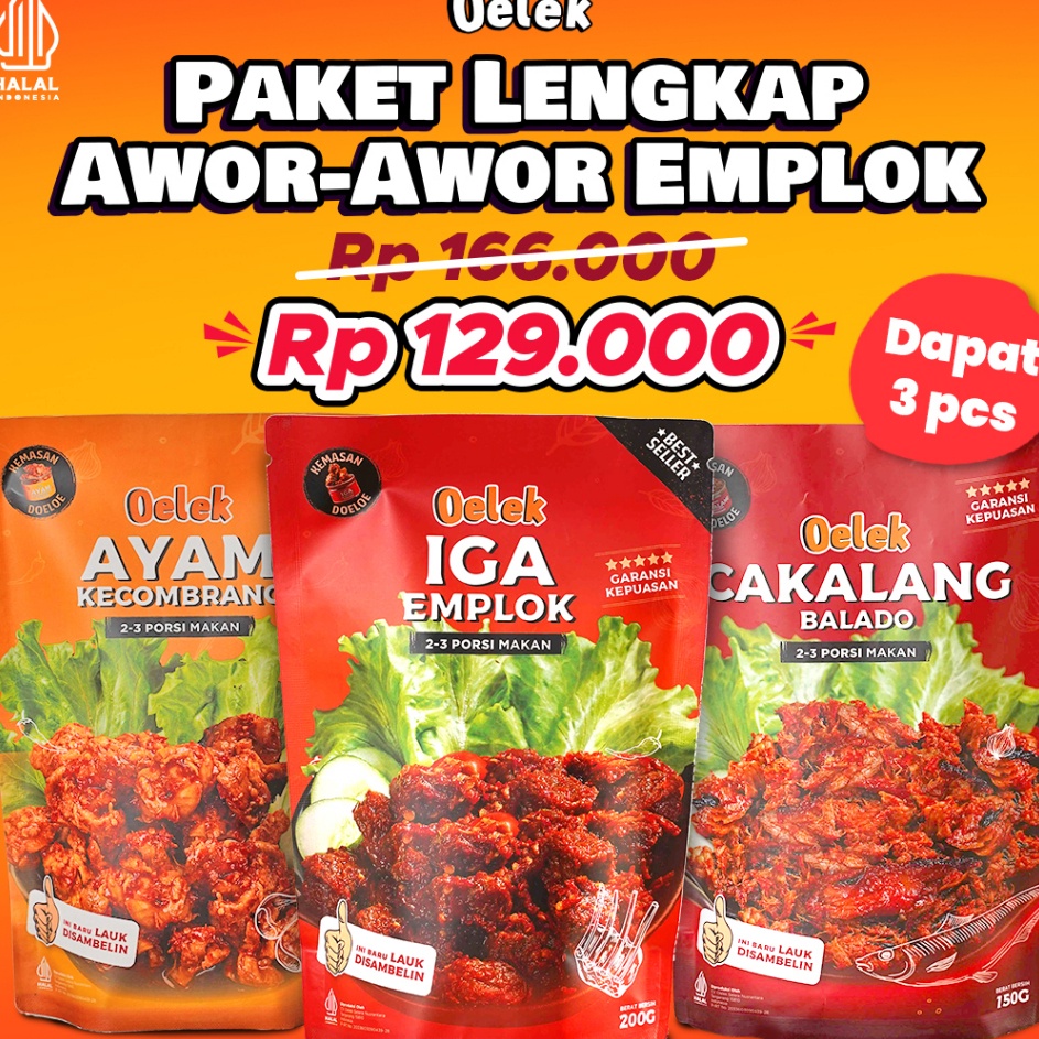 

Paket Awor-Awor Emplok / Iga Mercon / Iga Sambal / Oseng Iga / Cakalang Balado / Ayam Kecombrang