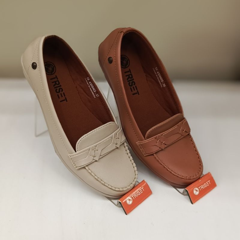 SEPATU WANITA FLAT MOKASIN FORMAL ORIGINAL TRISET || SEPATU FORMAL WANITA SLIP ON STOCK TERBATAS
