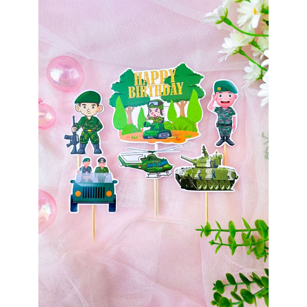 BJ - Army Tentara TNI -  Mini Topper Cake Birthday / Hiasan Kue Ulang Tahun