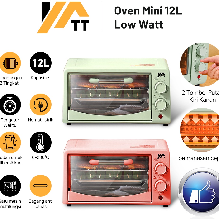 BMNW0071 (COD )NEW_PRODUCT YATT Oven Listrik Panggangan Elektrik Mini Low Watt 12L Multifungsi Micro