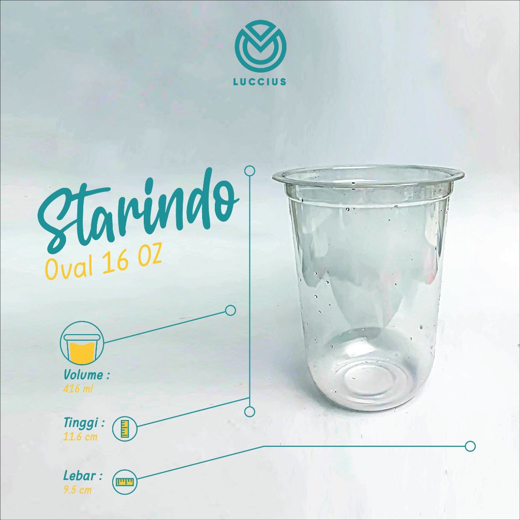 Starindo Oval 16 oz 8gr / Cup plastik Oval bening 16oz