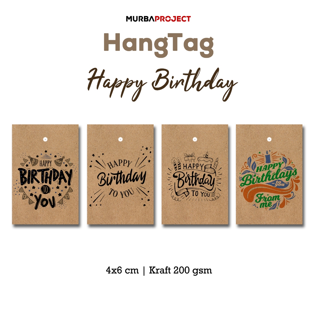 

Hang Tag Happy Birthday | isi 100 pcs Hangtag souvenir Ulang Tahun Kraft Cokelat