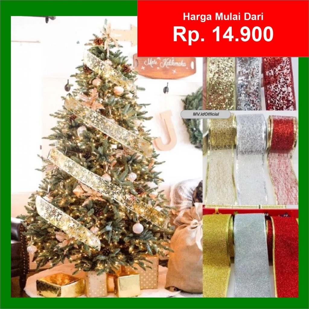 

Pita Dekorasi Natal / Pita Glitter Natal / Pita Natal / Pita Hampers / Pita Parcel natal / Dekorasi Natal MV.idOfficial