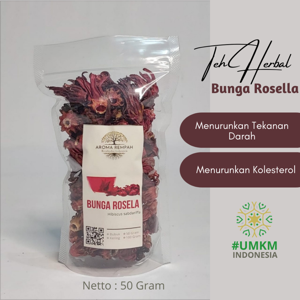 

BUNGA ROSELLA TEH ROSELA MERAH KERING REMPAH HERBAL JSR ALAMI - Hibiscus sabdariffah