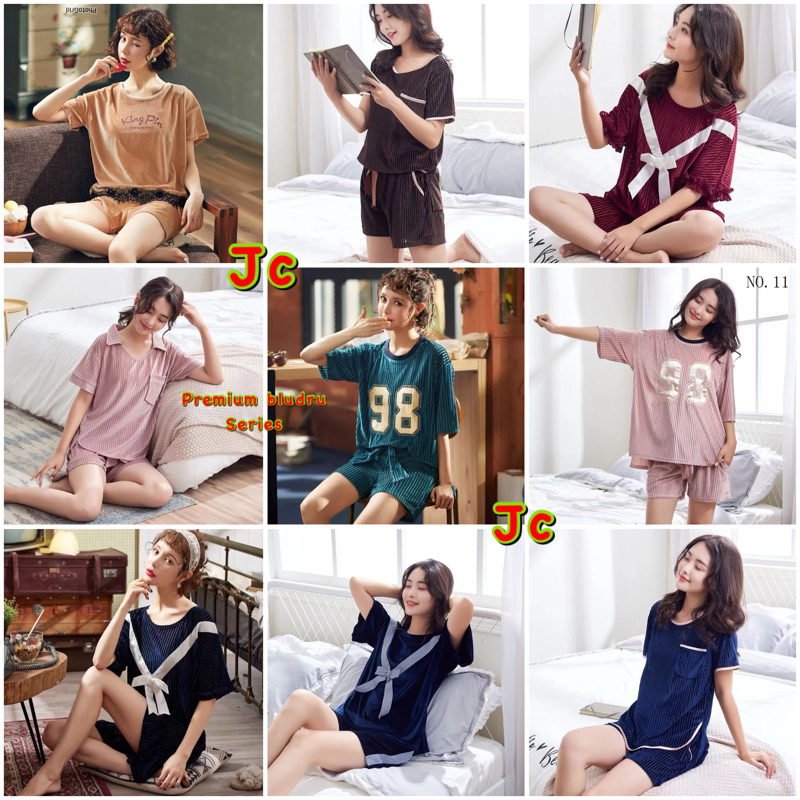 JC- Piyama Set Bludru Import HP / Stelan Tidur Bludru Premium Wanita Mewah / Piyama Bludru Wanita Pr