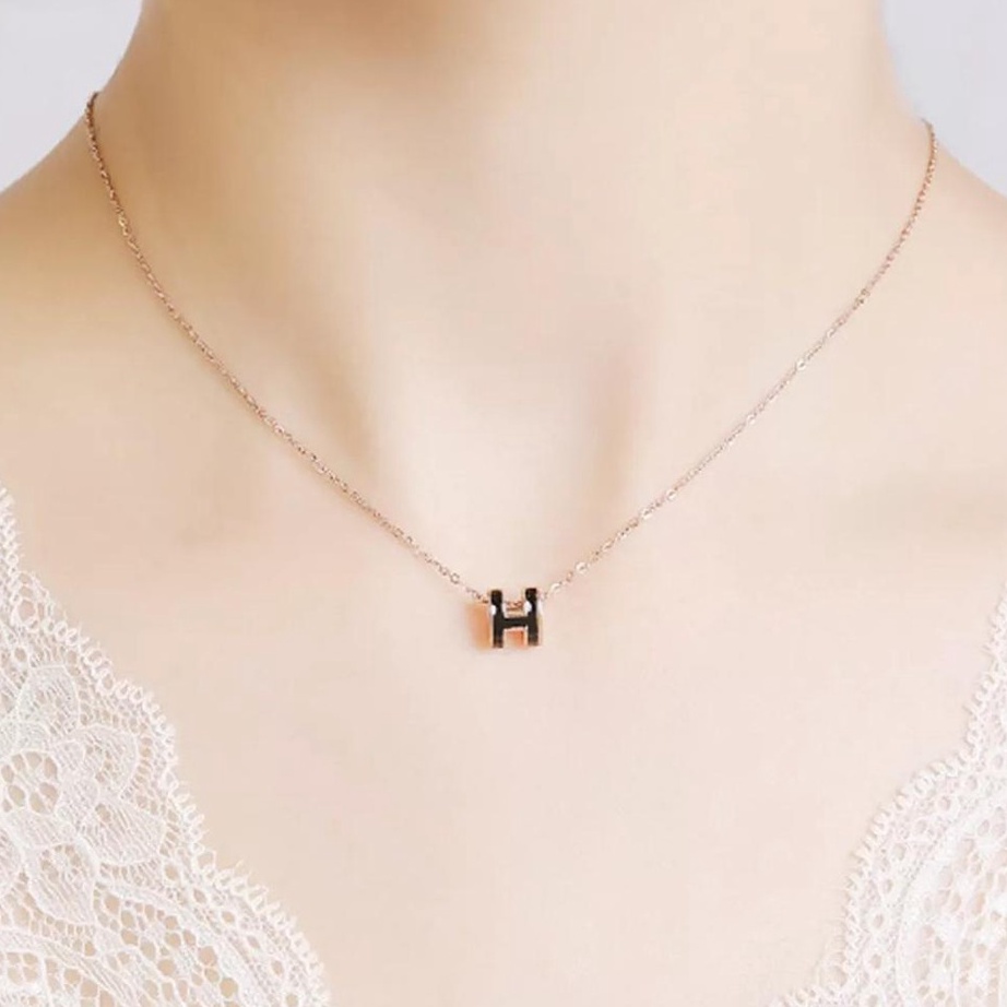 NZYG9358 STAR Kalung Titanium Huruf Latin Anti Luntur Layak Emas Asli Inisial A-Z / Kalung Motif Hur