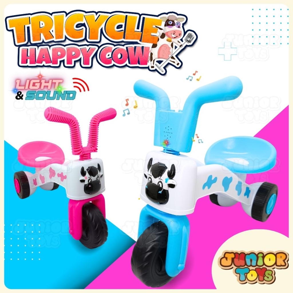 Sepeda Plastik Anak Roda 3 Musik Tricycle Karakter Sapi Ride On Toys