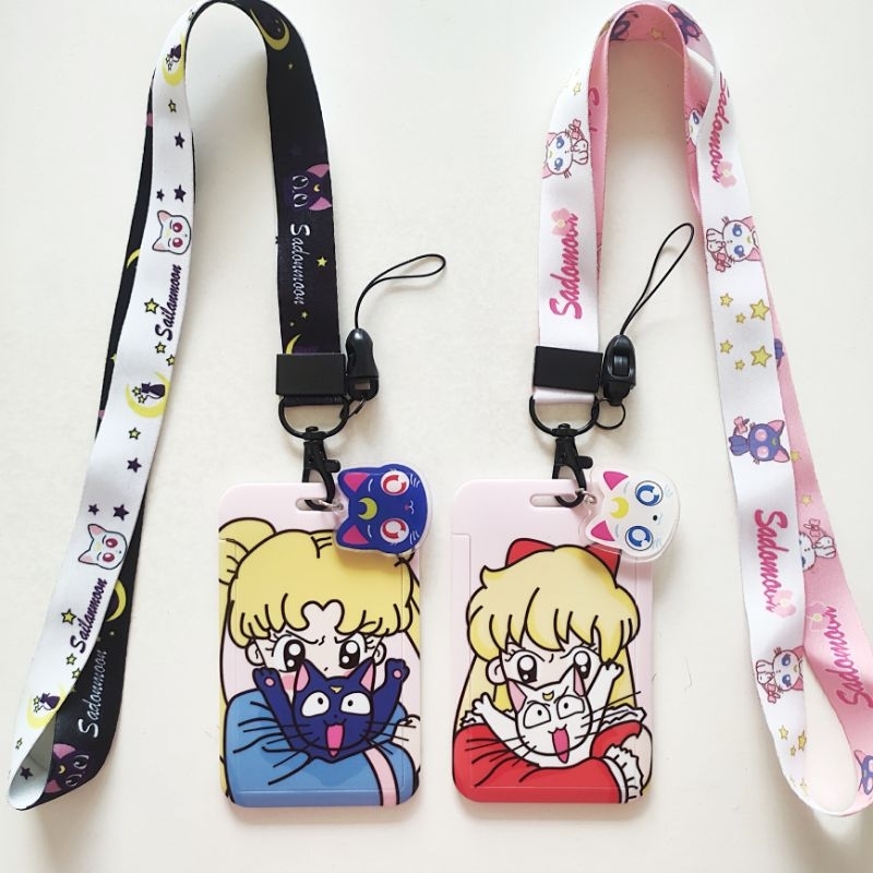

ID Card Holder Name Tag Lanyard / Kalung Wadah Kartu Identitas e-money Cute Magical Girl Sailor Moon Luna Cat Lucu
