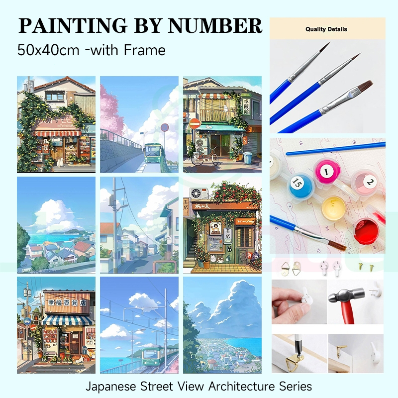 

Ready✨Paint By Number 50x40cm Adegan jalanan Jepang series Landscape A Paint By Number Painting By Numbers Diy Paris Alam Art Set Melukis Canvas Painting By Number / Melukis Mewarnai Kanvas Nomor Prakarya Anak