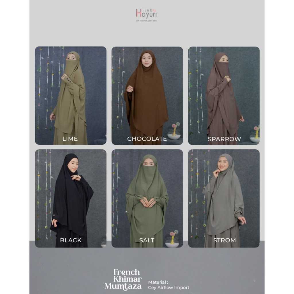 FRENCH KHIMAR MUMTAZA CEY AIRFLOW IMPORT ALL SIZE by HIJAB HAYURI