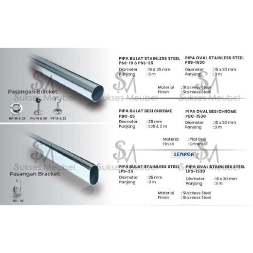 (1 MTR) PSS - 25 PIPA BULAT STAINLESS STEEL HUBEN DIAMETER 1 INCH - 25