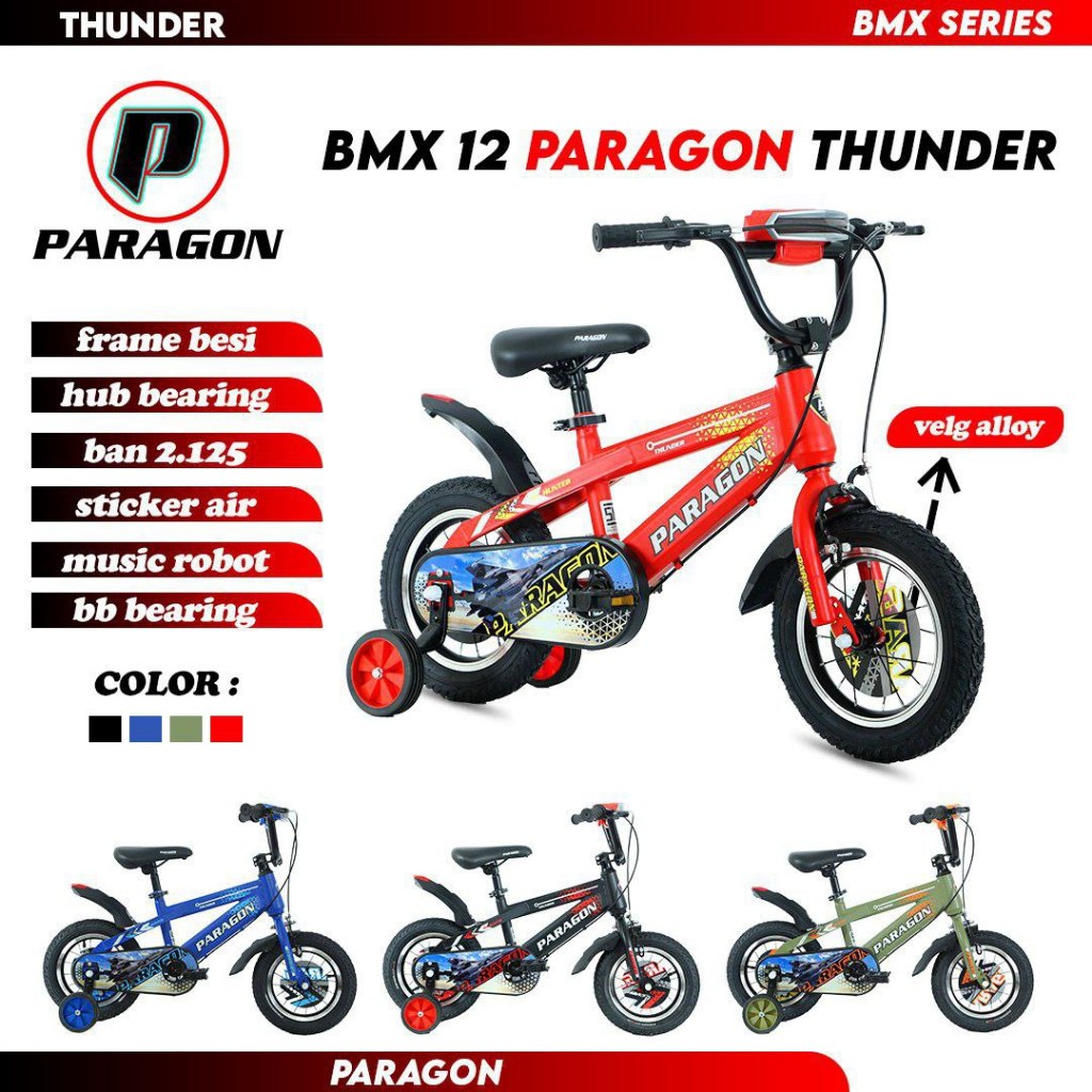 SEPEDA ANAK BMX 12 INCH PARAGON THUNDER BAN 2.125 VELG ALLOY