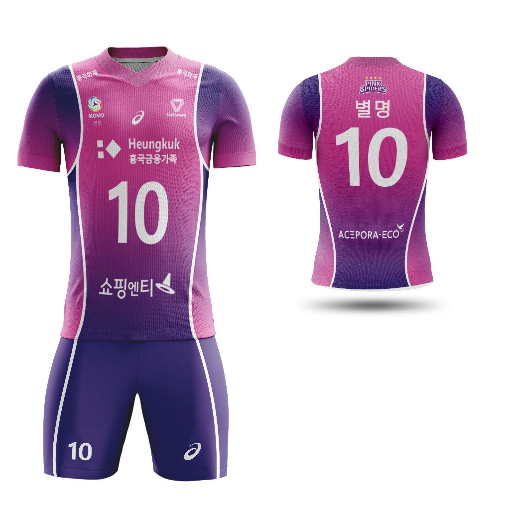 Baju Pria T-Shirt Kaos Jersey Voli Pink Spider Home Volley Ball Custom Full Printing