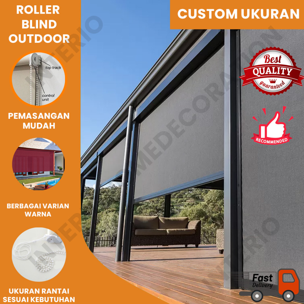 Roller Blind Outdoor SHARP POINT / Tirai Outdoor Tahan Air Hujan - Tampias Hujan Gorden Korden